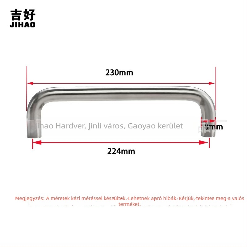 U-alakú rozsdamentes acél szekrényfogantyú, polírozott, modern minimálista stílusban; modell JH01u