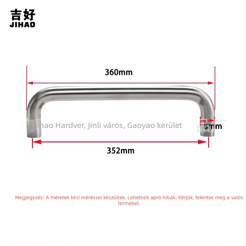 U-alakú rozsdamentes acél szekrényfogantyú, polírozott, modern minimálista stílusban; modell JH01u