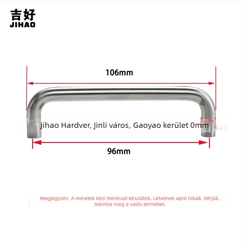 U-alakú rozsdamentes acél szekrényfogantyú, polírozott, modern minimálista stílusban; modell JH01u