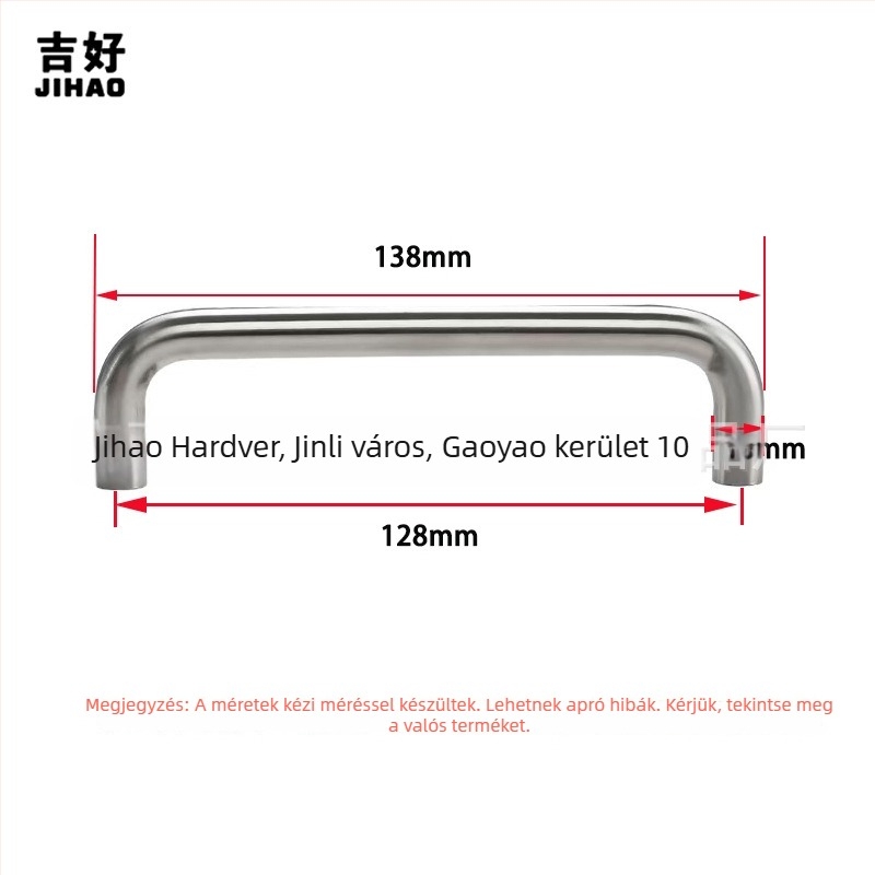U-alakú rozsdamentes acél szekrényfogantyú, polírozott, modern minimálista stílusban; modell JH01u