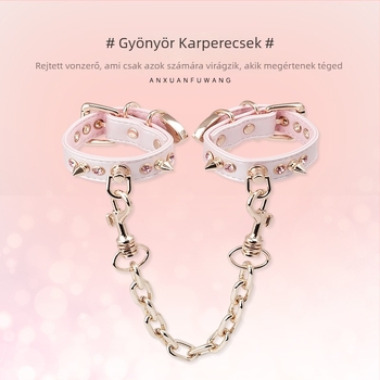 Szegecses karkötő ötvözet betéttel, PU gyöngyházfényű felülettel – uniszex dekoratív kiegészítő