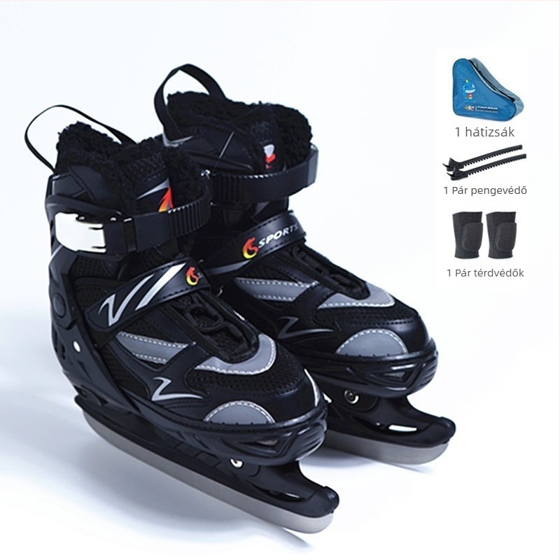 Állítható acélszerkezetű gyorskorcsolya cipő – felső rész hálószövet, PVC talp, pengék szénacélból