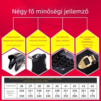 Felnőtt inline görkorcsolya – uniszex, egy sor PU kerekek, felső rész PP, ötvözet talp