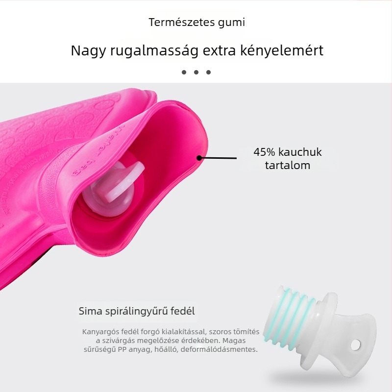 Gumis melegvíz-táska hímzett plüss borítással, vízzel tölthető kézmelegítő, új modell