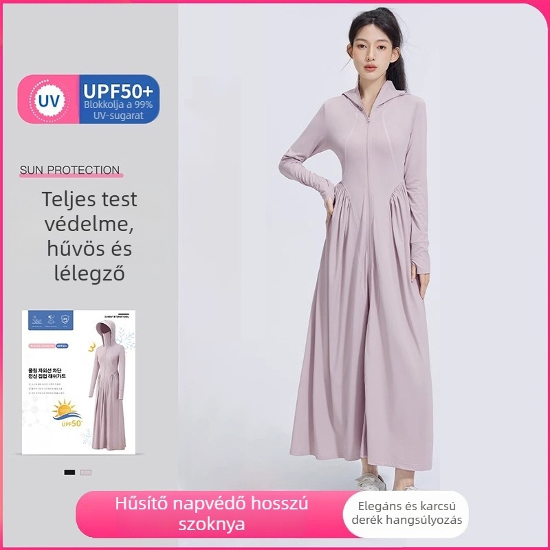 Hosszú nylon napvédő ruha nőknek, lélegző, könnyű, rovarvédett
