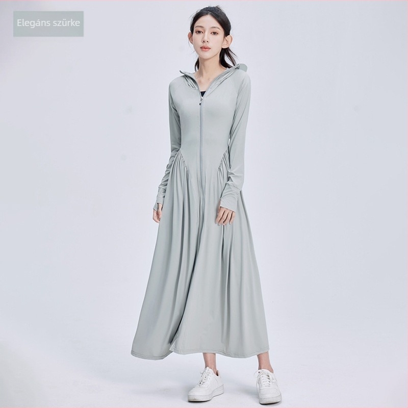 Hosszú nylon napvédő ruha nőknek, lélegző, könnyű, rovarvédett