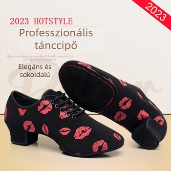 Női tánccipők baletthez, modern és latin tánchoz — vászon felsőrész, bőr talp