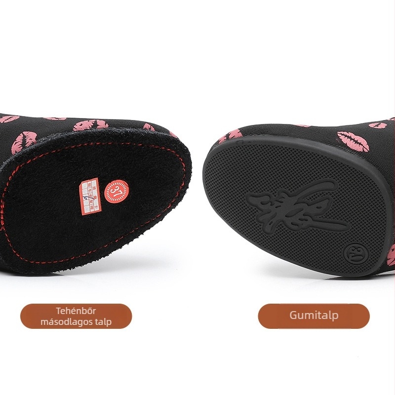 Női tánccipők baletthez, modern és latin tánchoz — vászon felsőrész, bőr talp