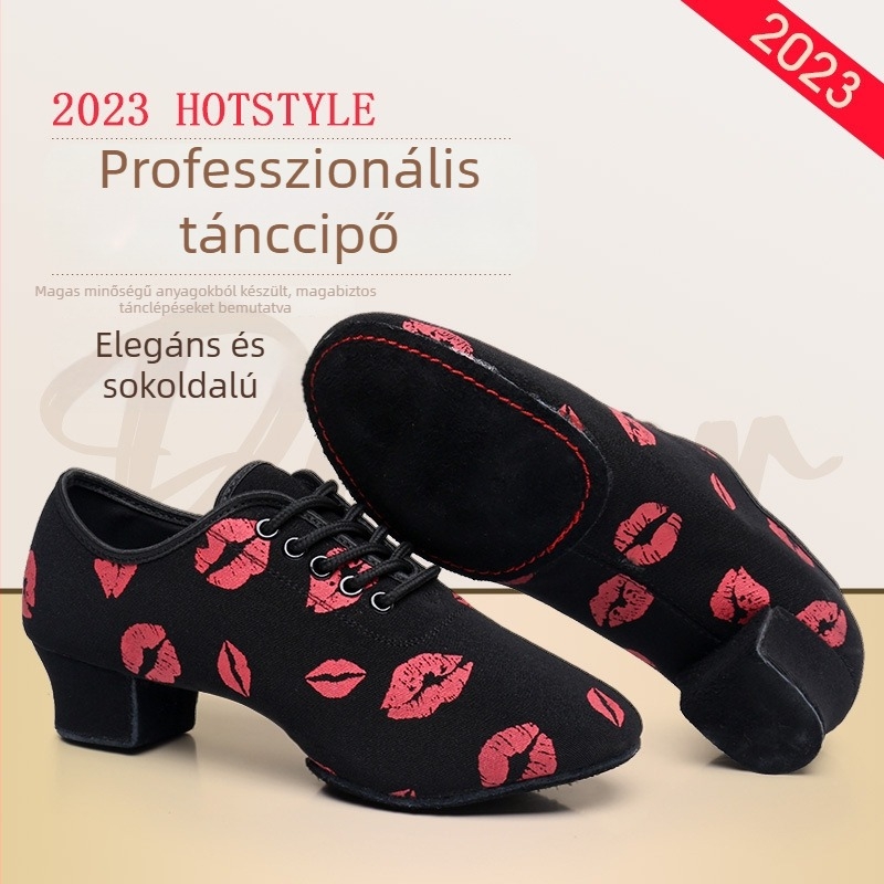 Női tánccipők baletthez, modern és latin tánchoz — vászon felsőrész, bőr talp