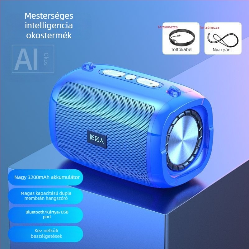 AI‑vezérelt vezeték nélküli Bluetooth hangszóró, hordozható mini hangrendszer USB/TF kártyával, 100Hz–20kHz frekvenciatartomány, SNR ≥70 dB, IPX7 vízálló