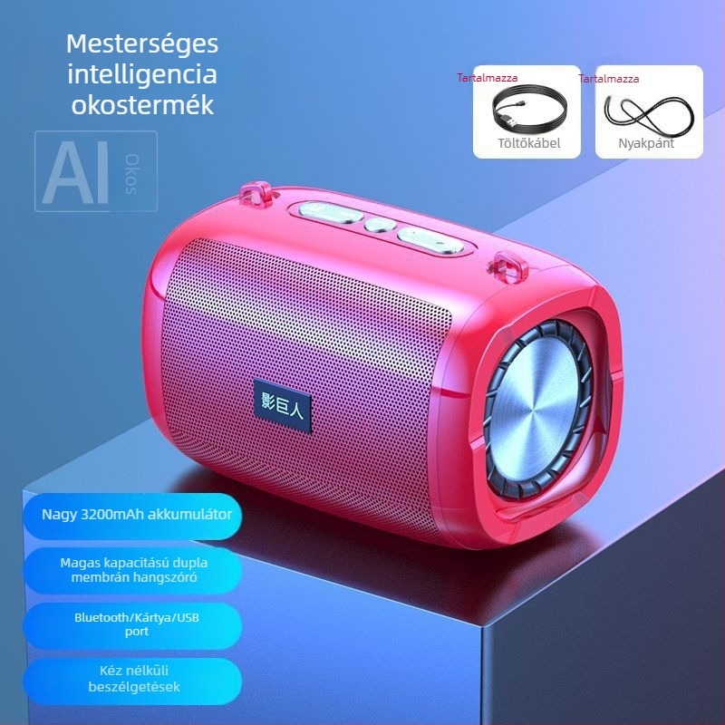 AI‑vezérelt vezeték nélküli Bluetooth hangszóró, hordozható mini hangrendszer USB/TF kártyával, 100Hz–20kHz frekvenciatartomány, SNR ≥70 dB, IPX7 vízálló