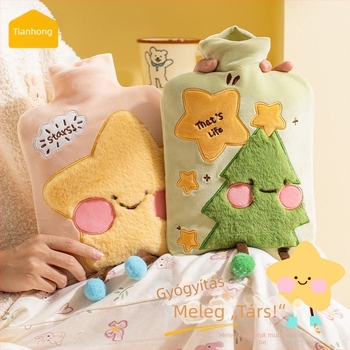 Tianhong PVC vízzel töltött melegítőpalack, 1800 ml, rajzolt stílusú plüss kézmelegítő