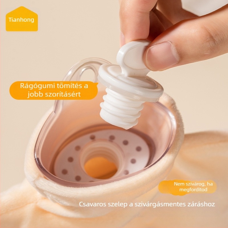 Tianhong PVC vízzel töltött melegítőpalack, 1800 ml, rajzolt stílusú plüss kézmelegítő