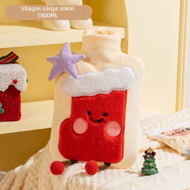 Tianhong PVC vízzel töltött melegítőpalack, 1800 ml, rajzolt stílusú plüss kézmelegítő