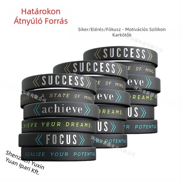 Szilikonból készült inspiráló karkötő - uniszex, minimalist stílus, sportos divat, nyomtatott logó, testreszabható szöveg