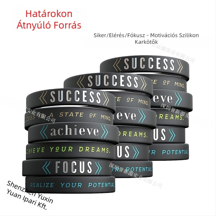 Szilikonból készült inspiráló karkötő - uniszex, minimalist stílus, sportos divat, nyomtatott logó, testreszabható szöveg