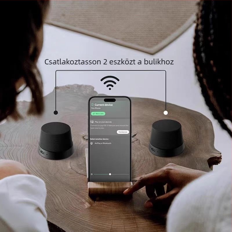 Textil borítású mágneses telefon-tartóval ellátott Bluetooth hangszóró, kompakt kültéri, vízálló, mély basszus