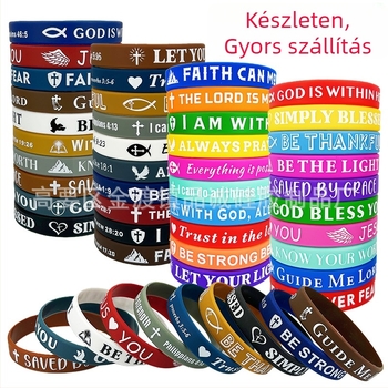 Szilikon karkötő a csuklóra, kör alakú, uniszex, európai–amerikai stílus, kereszt és hit dizájn, egyedi logó nyomtatás