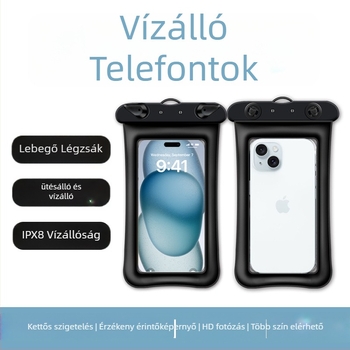 Légzsákos vízálló telefontok érintőképernyővel - zárt, használható úszáshoz és fényképezéshez a tengerparton (ABS+TPU)
