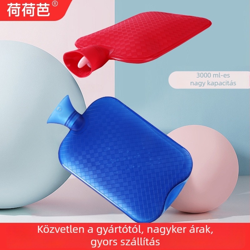 Velúr huzattal ellátott melegvíz-táska, sűrű PVC-anyagból, modern, letisztult stílusban, kéz- és lábmelegítésre, valamint derék, hát és váll melegítésére