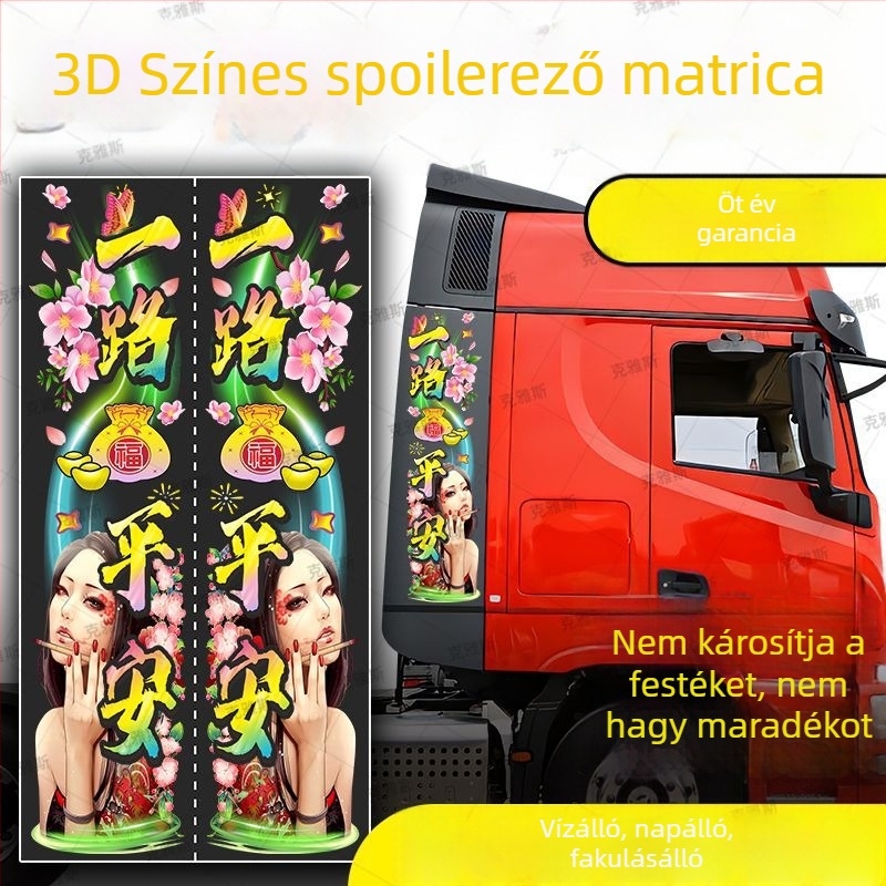 3D-s színes deflektor matricák teherautókhoz, nagy jármű külső díszítése, vízálló és UV-álló autómatricák