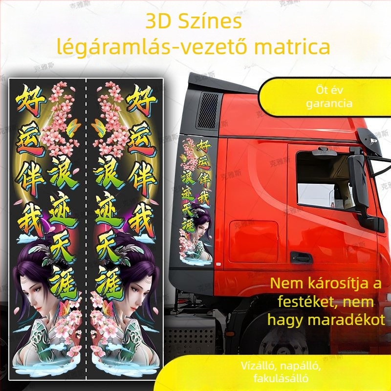 3D-s színes deflektor matricák teherautókhoz, nagy jármű külső díszítése, vízálló és UV-álló autómatricák
