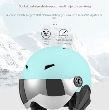 Sí sisak szemüveggel és lencsékkel felnőtteknek és gyerekeknek, uniszex, téli kerékpáros sisak; ABS héj, EPS belső, testreszabható dizájn logó nyomtatással