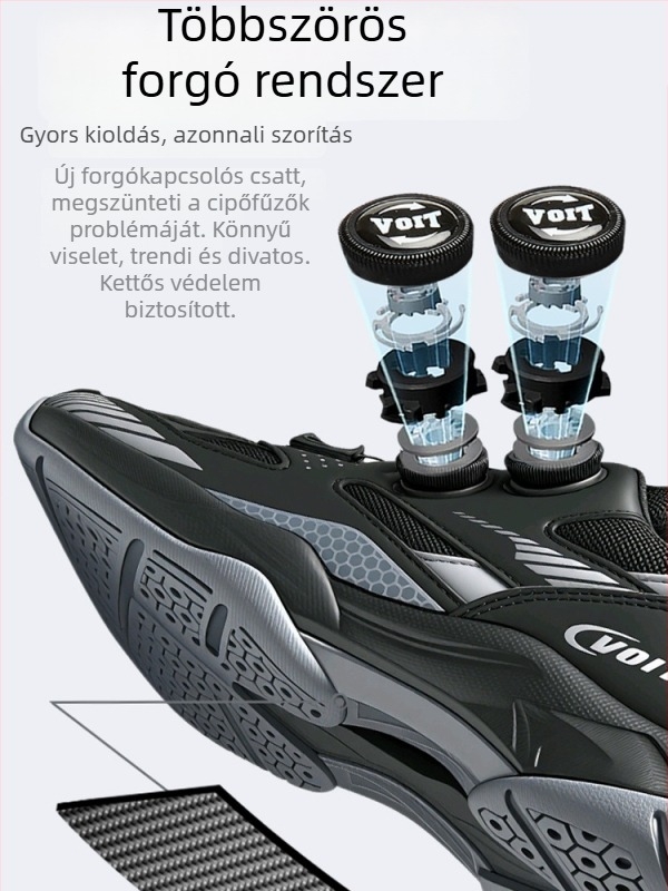 Asztalitenisz cipő karbonlemezzel — kopásálló, csúszásbiztos, ütéscsillapító, gumitalp, alacsony felsőrész, felsőrész: szuper rost + háló