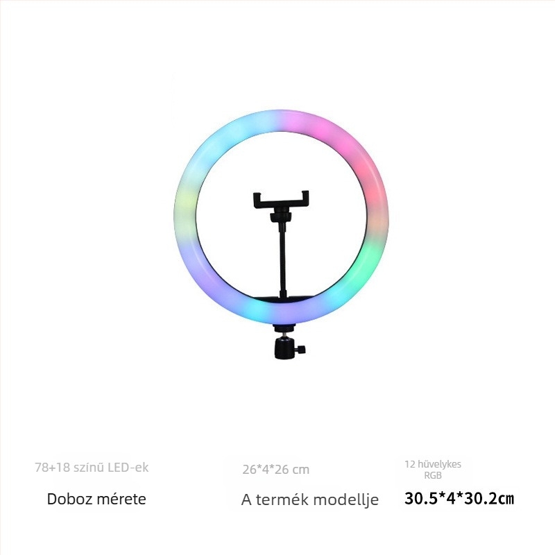 FH-008 LED töltőfény élő közvetítéshez és felvételekhez, állítható fényerő, ≤10W, asztali állvány, függőleges használat