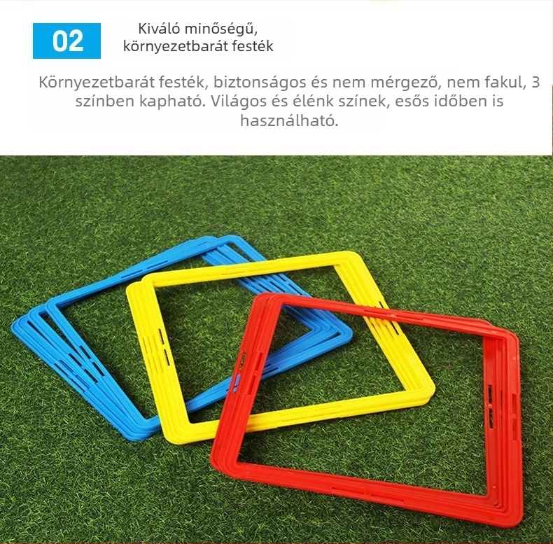 Óvodai szenzoros integrációs edzéskészlet: ugró körök, ugrólétra, hopscotch, futball-edzés felszerelés, négyzet alakú ügyességi karikák, erőnléti karikák