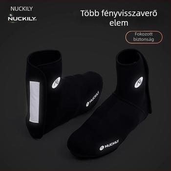 NUCKILY Őszi–téli kerékpáros cipővédők, magas szárúak, út- és terep kerékpárokhoz, meleg, vízálló, vastított, csúszásmentes