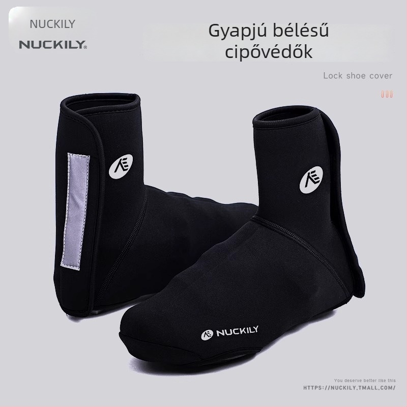 NUCKILY Őszi–téli kerékpáros cipővédők, magas szárúak, út- és terep kerékpárokhoz, meleg, vízálló, vastított, csúszásmentes
