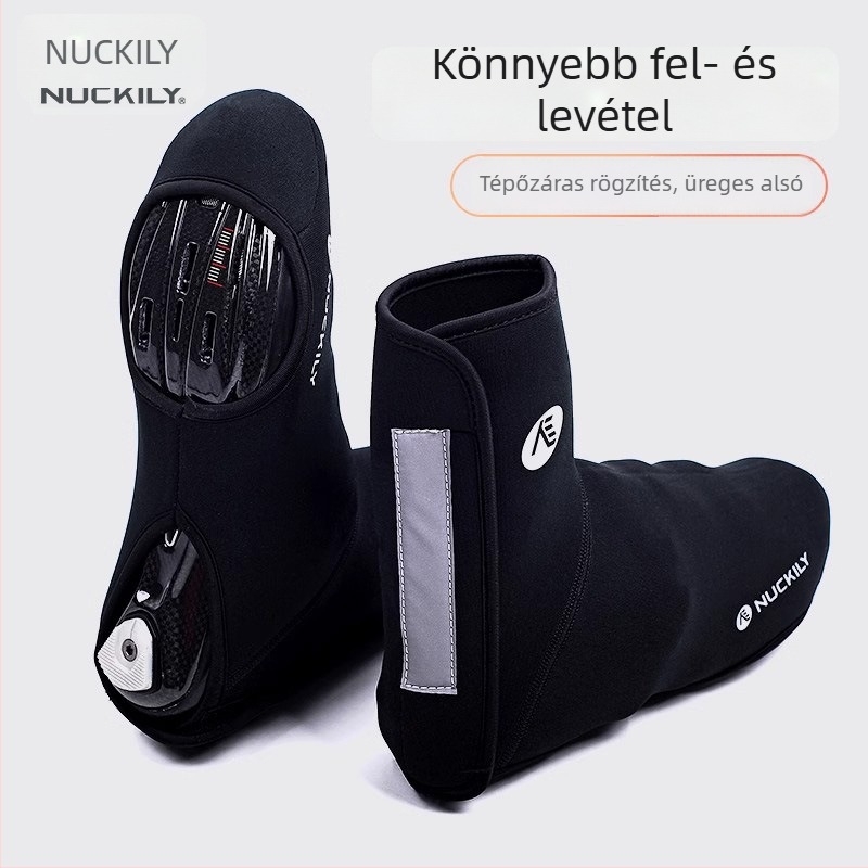 NUCKILY Őszi–téli kerékpáros cipővédők, magas szárúak, út- és terep kerékpárokhoz, meleg, vízálló, vastított, csúszásmentes