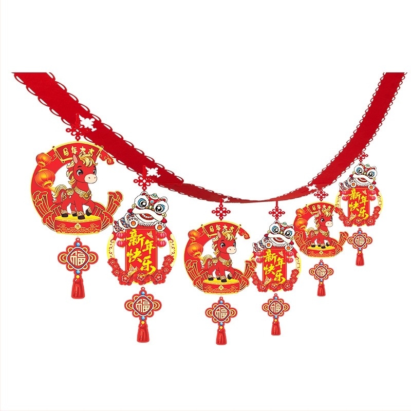 Nem szövött anyagból készült függő dísz zodiákus ló mintával ünnepi helyszíni dekorációhoz (06968)