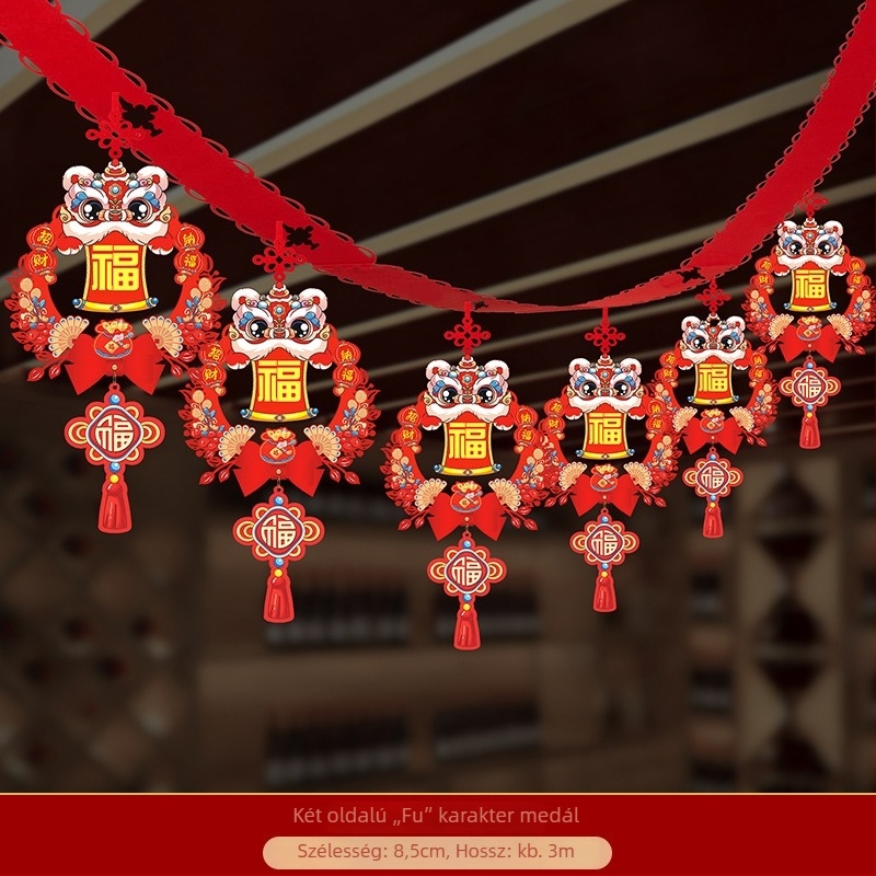 Nem szövött anyagból készült függő dísz zodiákus ló mintával ünnepi helyszíni dekorációhoz (06968)