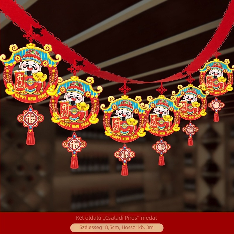 Nem szövött anyagból készült függő dísz zodiákus ló mintával ünnepi helyszíni dekorációhoz (06968)