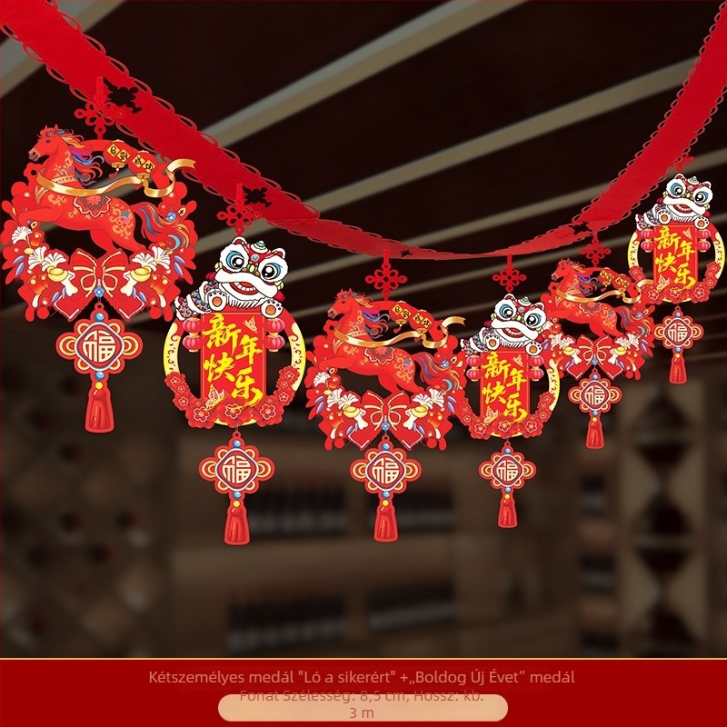 Nem szövött anyagból készült függő dísz zodiákus ló mintával ünnepi helyszíni dekorációhoz (06968)