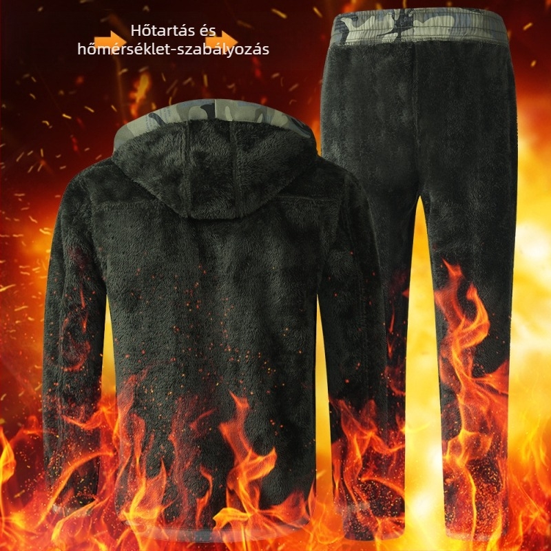 Téli fleece-es munkaruha kamuflált mintázattal – hegesztő- és autójavító egyenruha, vastag és meleg
