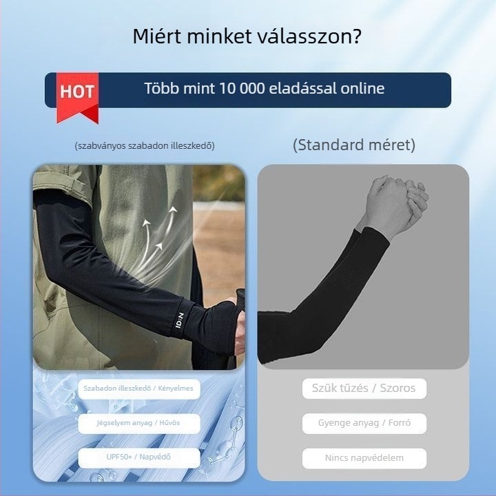 Férfiaknak szóló napsugárvédő ice silk karvédők, nyár, laza illeszkedés, UV védelem, kültéri kerékpározás és vezetés
