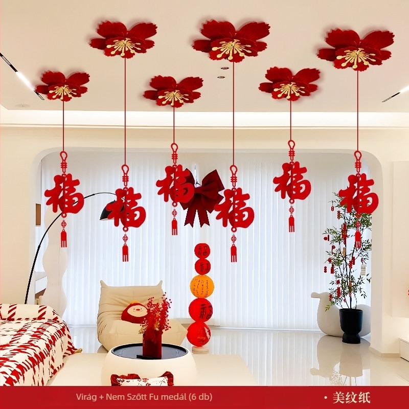 3D Fu karakteres mennyezeti dísz – a ló évére, Tavaszi Fesztivál, kínai stílus