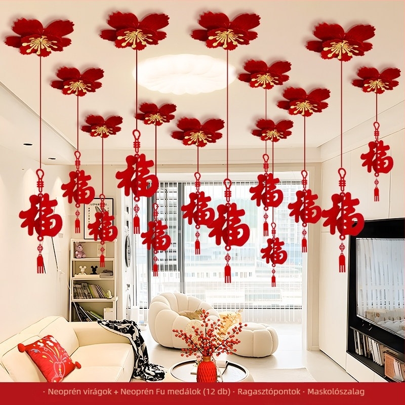 3D Fu karakteres mennyezeti dísz – a ló évére, Tavaszi Fesztivál, kínai stílus