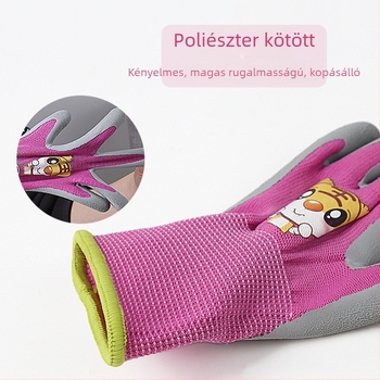 Gyerekek kertészeti kesztyűje, rajzfilmszerű mintával, csúszásmentes védelmével, egész éves használatra