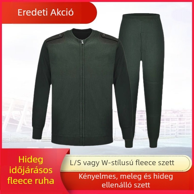 Téli fleece dzseki és nadrág készlet - pamut-keverék, légáteresztő, meleg, kopásálló, uniszex edzőruha