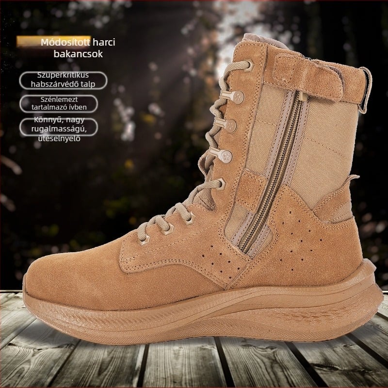 Sivatagi taktikai bakancs szénlemezes lemezzel – ultra könnyű, kopásálló és párnázott edzéshez; uniszex, megfelelő minden korosztálynak. Anyag: szuper rost