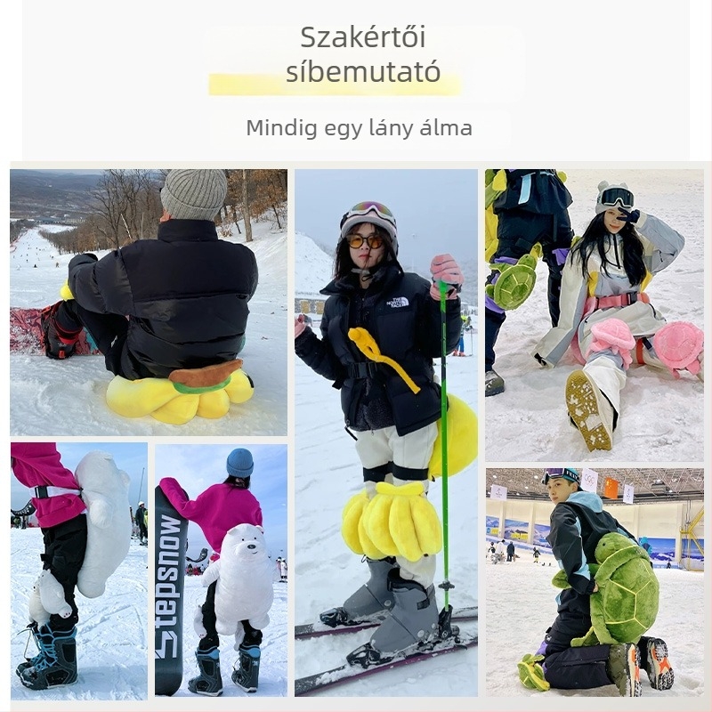 Rajzfilmszerű sí- és korcsolya védőfelszerelés készlet – csípő- és térdvédők teknősbéka és fehér medve motívumokkal