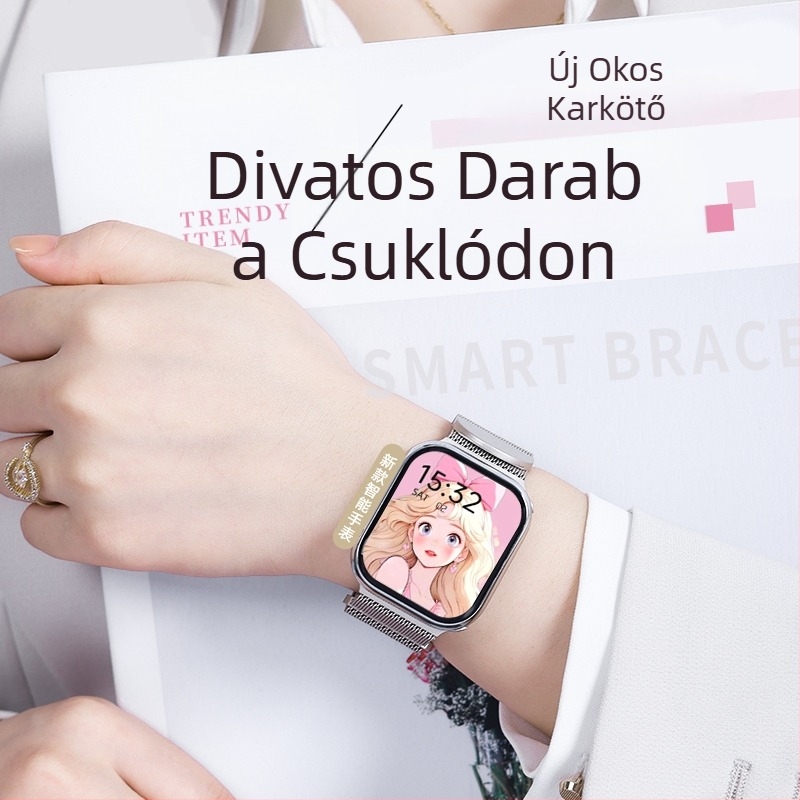 Ultra vékony okosóra, 3,99 hüvelykes kijelző, vízálló, pulzusmérés, véroxigén-szint mérés, alváskövetés