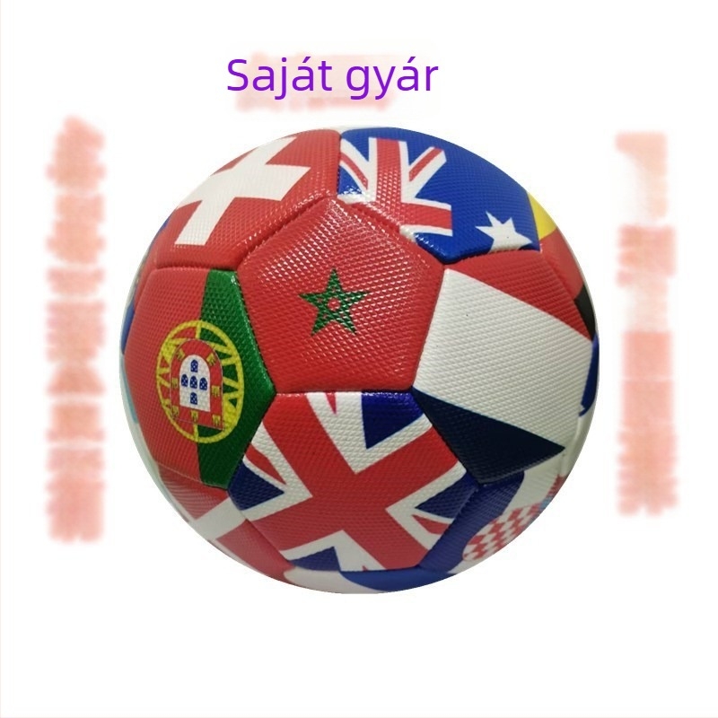 Felnőtt méretű futball-labda, 5-ös méret, színes nyomtatású dizájn, versenylabda, PU vastagított belső réteg