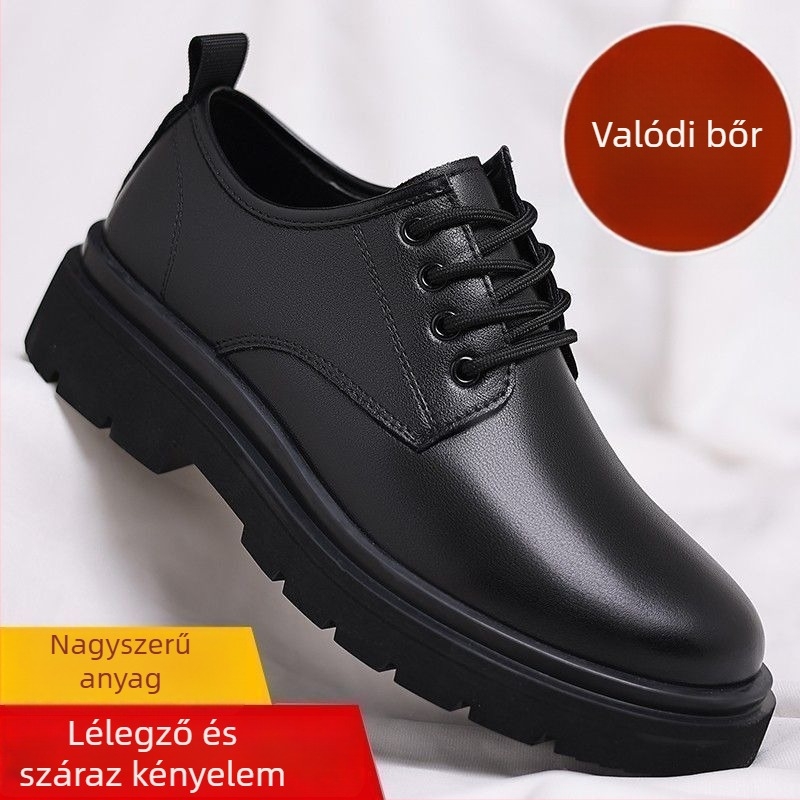 Férfi PU bőrű casual cipő, gumitalp, kerek orr, vízálló, csúszásmentes