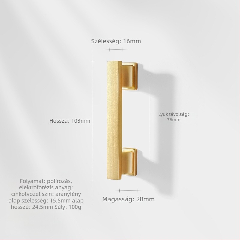 Zink ötvözetből készült hosszú kilincs szekrényekhez és fiókokhoz (Márka: Zhuomeijia; Furattávolság: 96 mm; Anyag: zinc ötvözet; Bevonat: bevonat)