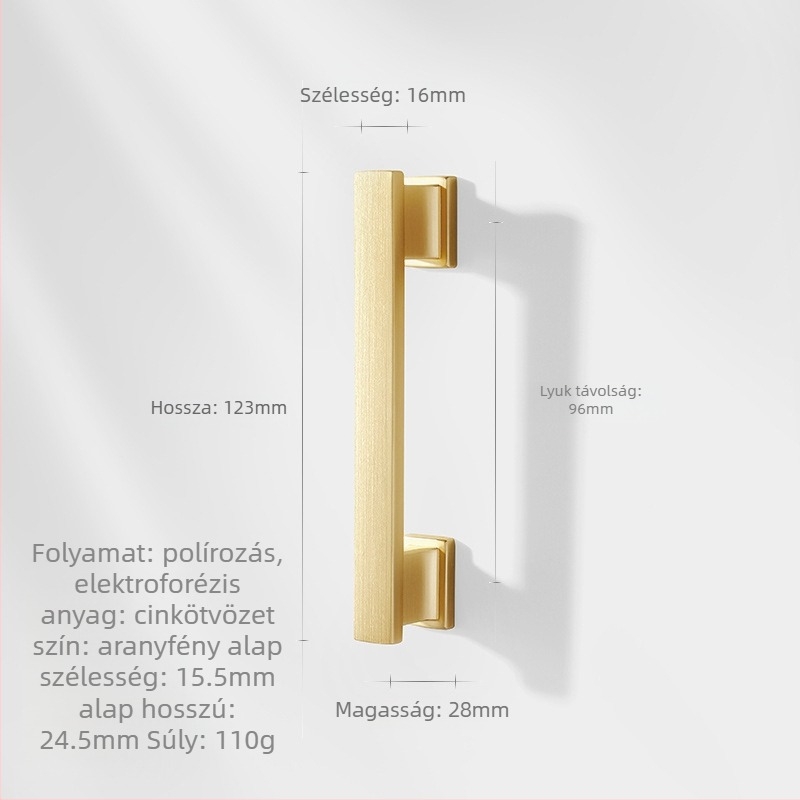 Zink ötvözetből készült hosszú kilincs szekrényekhez és fiókokhoz (Márka: Zhuomeijia; Furattávolság: 96 mm; Anyag: zinc ötvözet; Bevonat: bevonat)